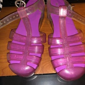 Pink Blue Ombré Jelly Sandals; Wanted; W 10